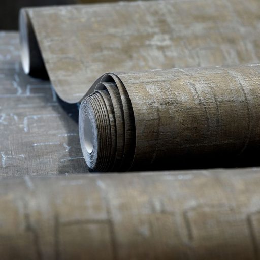 Üveggyöngyökkel díszített finom csillogású monokróm hátterű szabálytalan elemek mintája barna és szürkésbarna tónus tapéta