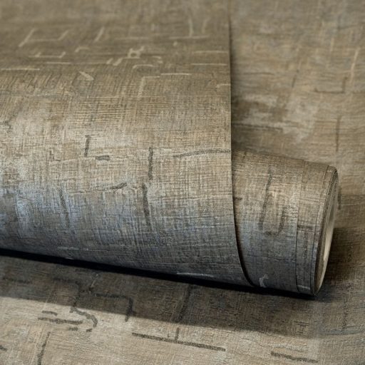 Üveggyöngyökkel díszített finom csillogású monokróm hátterű szabálytalan elemek mintája barna és szürkésbarna tónus tapéta