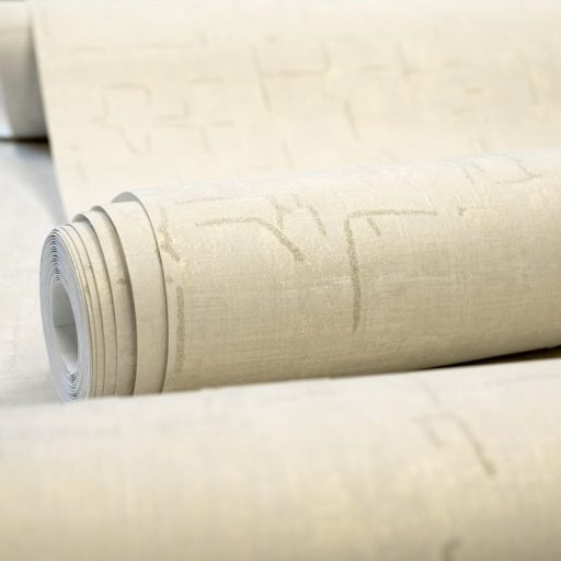 Üveggyöngyökkel díszített finom csillogású monokróm hátterű szabálytalan elemek mintája homokszín bézs és arany tónus tapéta