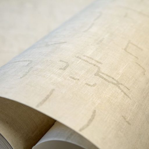 Üveggyöngyökkel díszített finom csillogású monokróm hátterű szabálytalan elemek mintája homokszín bézs és arany tónus tapéta