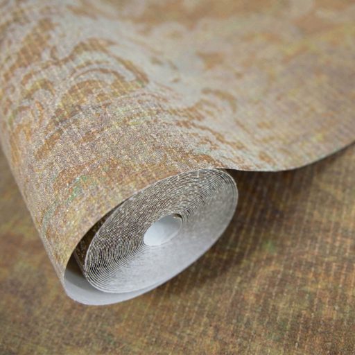 Rétegesen egymásra épülő gyöngyökkel díszített stilizált levél és virágmotívum földszínek - meleg barna és olívzöld tónus tapéta