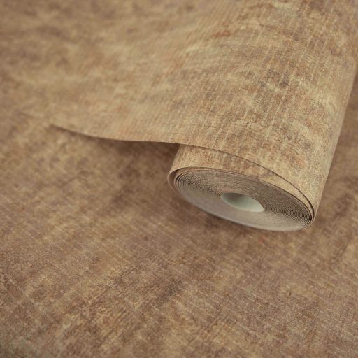 Rétegesen egymásra épülő gyöngyökkel díszített stilizált levél és virágmotívum meleg barna és arany/aranybarna tónus tapéta