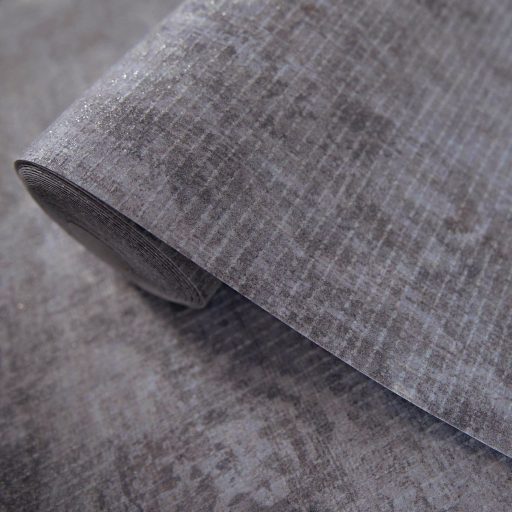 Rétegesen egymásra épülő gyöngyökkel díszített stilizált levél és virágmotívum szürke - grafit ón és ezüst tónus tapéta