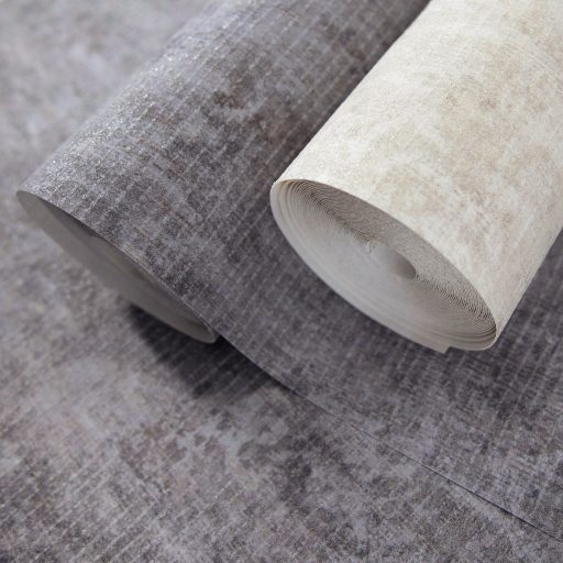 Rétegesen egymásra épülő gyöngyökkel díszített stilizált levél és virágmotívum szürke - grafit ón és ezüst tónus tapéta