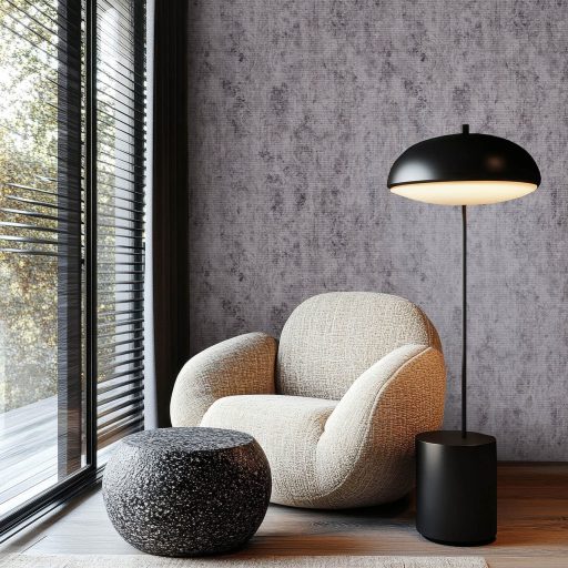 Rétegesen egymásra épülő gyöngyökkel díszített stilizált levél és virágmotívum szürke - grafit ón és ezüst tónus tapéta