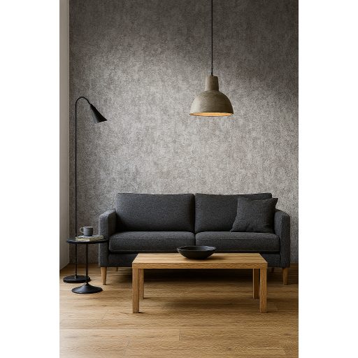 Rétegesen egymásra épülő gyöngyökkel díszített stilizált levél és virágmotívum szürke barna és ezüst tónus tapéta