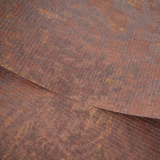 Rétegesen egymásra épülő gyöngyökkel díszített stilizált levél és virágmotívum vörös rozsdabarna narancs terrakotta és borostyán tapéta