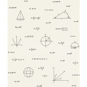   Rasch Kids & Teens III, 814828 Gyerekszobai matematikai képletek ábrázolások fehér fekete tapéta