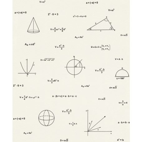 Rasch Kids & Teens III, 814828 Gyerekszobai matematikai képletek ábrázolások fehér fekete tapéta