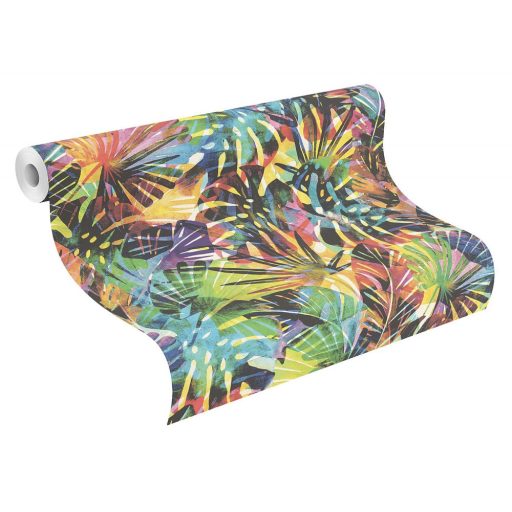 Rasch Kids & Teens III, 815344  Gyerekszobai Natur trópusi pálmalevelek tüzijáték hatású megjelenítésben szines tapéta