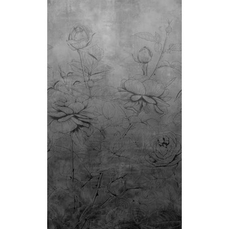 Nagyformátumú virág/rózsa illusztráció beton háttéren szürke szürkésbarna és fekete tónusok falpanel/digitális nyomat