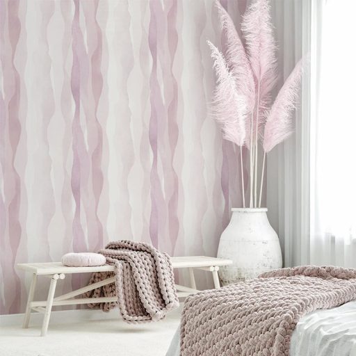 Színátmenetes kissé absztrakt innovatív hullámminta fehér rózsaszín és mályva/lila tónus tapéta