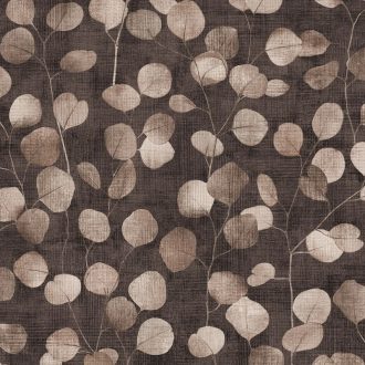   Bájos kissé naív pilealevelek mintája barna sötérbarna és bézs tónus tapéta