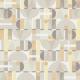   Színes és játékos geometriai minta apró elemekből fehér szürke sárga narancs és barna pasztell tónusok tapéta