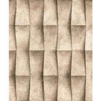   Trapéz formák ismétlődő háromdimenziós origami mintája krém bézs és barna tónus tapéta