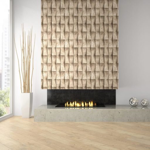 Trapéz formák ismétlődő háromdimenziós origami mintája krém bézs és barna tónus tapéta