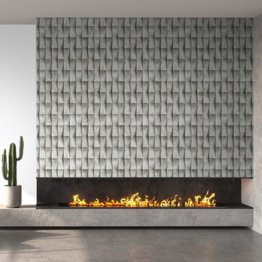 Trapéz formák ismétlődő háromdimenziós origami mintája szürke árnyalatok - friss vakolat és a világos cement között tapéta