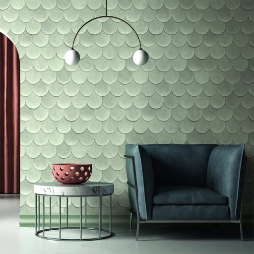 Mint a tetőn a hódfarkú cserép tapétaminta zöld/zsályazöld tónus tapéta