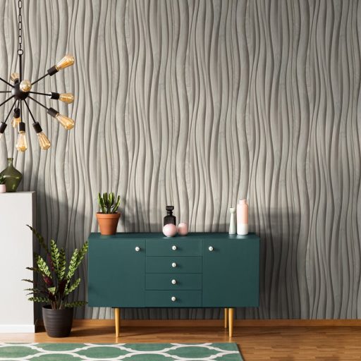 Ritmikusan ívelő háromdimenziós fa bordák organikus mintája krém és vajszín - puha ecru és az elefántcsont közötti spektrum  tapéta