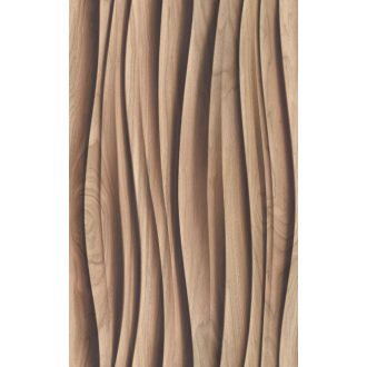   Ritmikusan ívelő háromdimenziós fa bordák organikus mintája meleg karamell és mézbarna - tejeskávétól a dióig - tónus tapéta