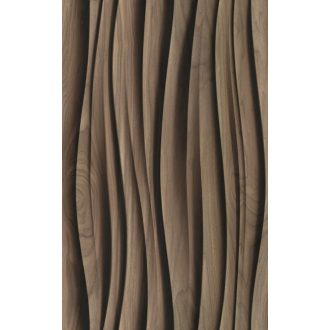   Ritmikusan ívelő háromdimenziós fa bordák organikus mintája mogyoróbarna taupe  - csokoládé és a kávébarna között tapéta