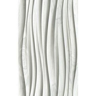   Ritmikusan ívelő háromdimenziós fa bordák organikus mintája fehér szürke ezüstszürke - friss tejszín és a gyöngyház között tapéta