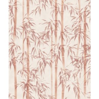   Karcsú bambuszok légiesen könnyed varázslatos mintája krém terrakotta púderrózsaszín - barackvirág és a pezsgőrózsaszín között tapéta