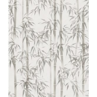   Karcsú bambuszok légiesen könnyed varázslatos mintája krémfehér szürkésbézs és taupe - reggeli köd és a lenszín között tapéta
