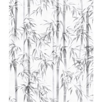   Karcsú bambuszok légiesen könnyed varázslatos mintája fehér és szürkésbézs - holdfény szürke és a gyöngyház között tapéta