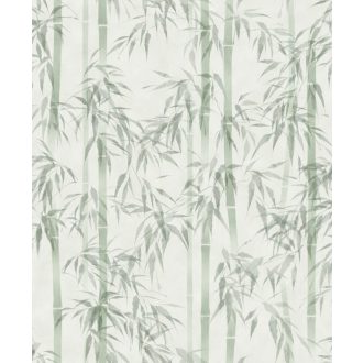   Karcsú bambuszok légiesen könnyed varázslatos mintája törtfehér és friss zöld - a menta és halvány jáde között tapéta