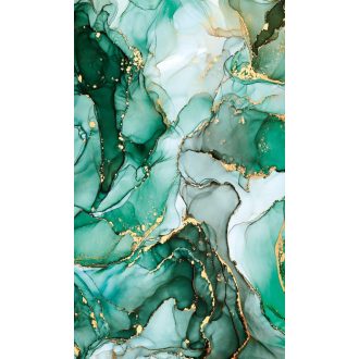   "Folyékony" márványerezet és smaragd óceán egyedülálló találkozása fehér smaragd jégkék menta és arany tónus falpanel