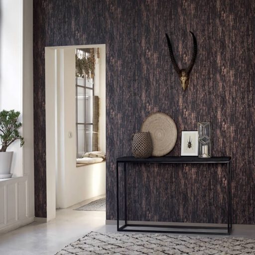 A gazdag Ohio-i természet ihlette - élethű égetett hatású fakéreg minta barna tónus fémes hatás tapéta