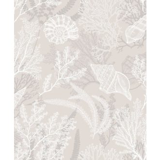   Tenger kincsei - varázslatos vízalatti világ grafikus ábrázolása meleg bézs/homokszín és krémfehér tónus tapéta