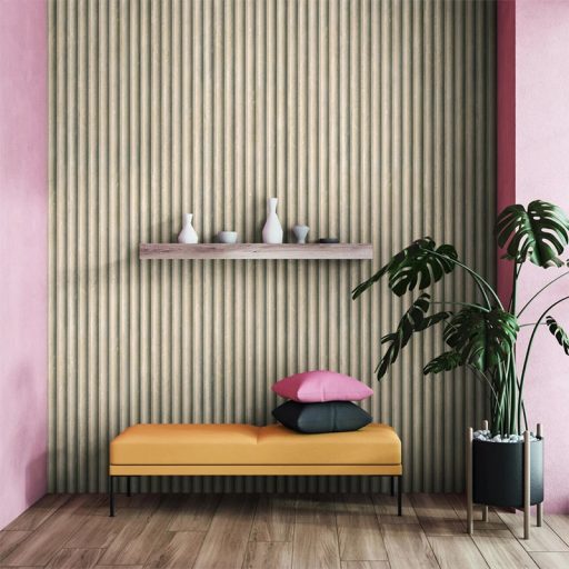 Koptatott felületű háromdimenziós betonhatású panel minta bézs barna és szürkésbarna tónus tapéta