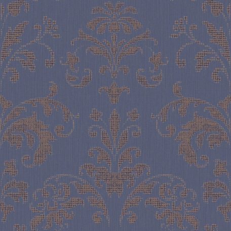 Casadeco Signature 81999124  PALACE klasszikus damaszt kék fémes rézszín tapéta