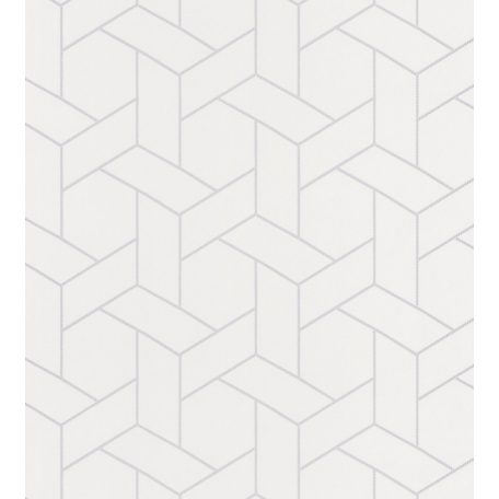 Casadeco Helsinki 82030121 FOCALE BLANC geometrikus krémfehér fémes pontokkal tapéta