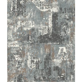   Rasch Kids & Teens III, 821215  Gyerekszobai Ipari design nagyvárosi megjelenítés fekete fehér szürke tapéta