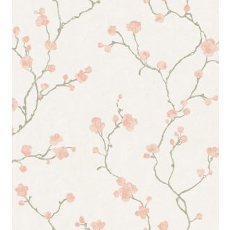   Casadeco Natsu 82144222  HANAMI virágos törtfehér szürke rózsaszín tapéta