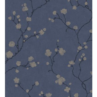   Casadeco Natsu 82146311 HANAMI virágos éjkék fekete arany tapéta