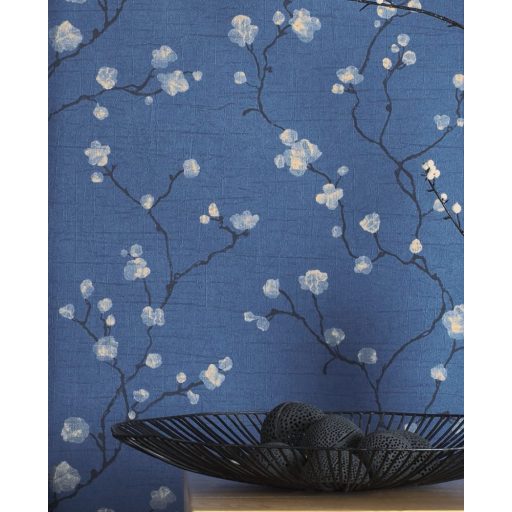 Casadeco Natsu 82146311 HANAMI virágos éjkék fekete arany tapéta