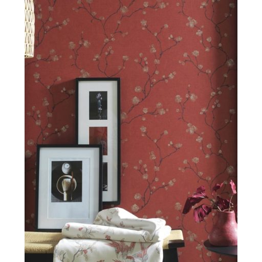 Casadeco Natsu 82148510  HANAMI virágos piros barna arany tapéta