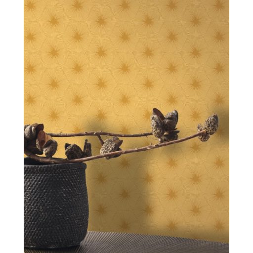 Casadeco Natsu 82152333 SUTA geometrikus hatszögek aranysárga arany tapéta