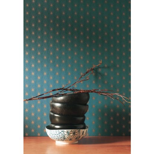 Casadeco Natsu 82156408 SUTA geometrikus hatszögek smaragdzöld arany tapéta