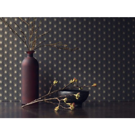 Casadeco Natsu 82159520 SUTA geometrikus hatszögek fekete  arany tapéta