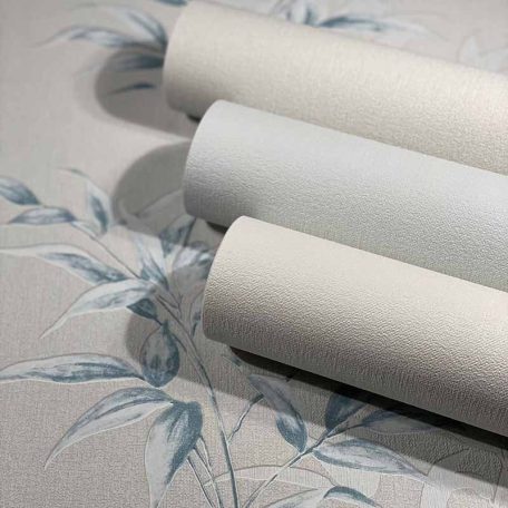 Novamur Hailey 82220 (6791-10) Natur realisztikus levélminta szürkésfehér szürke kék ezüst tapéta