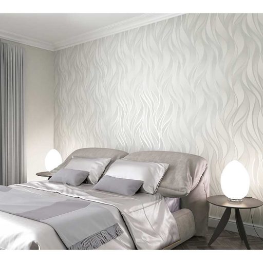 Novamur Hailey 82231 (6794-10) Grafikus design hullámminta krémfehér ecru gyöngyház fénylő mintarajzolat tapéta