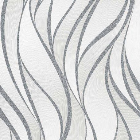 Novamur Hailey 82233 (6794-30) Grafikus design hullámminta fehér szürke ezüst fénylő mintarajzolat tapéta