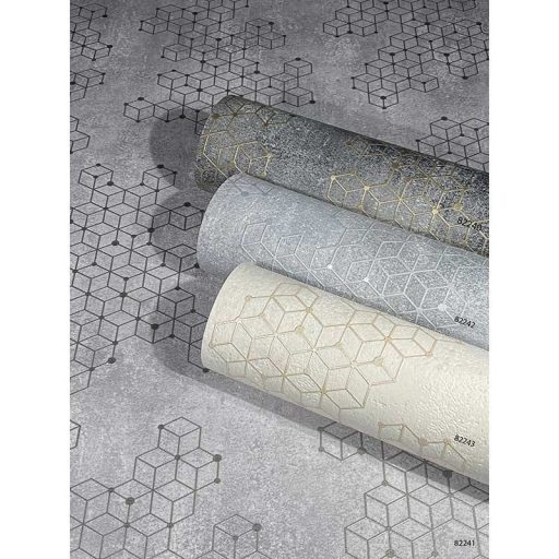 Novamur Hailey 82240 (6797-10) Natur Geometrikus Beton háttéren hatszögek kockák 3D szürke kékesszürke bézs antracit arany tapéta