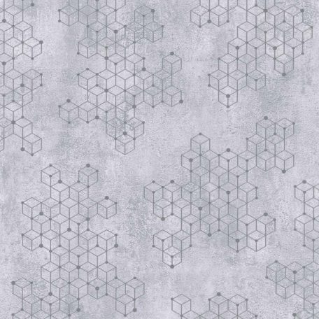 Novamur Hailey 82241 (6797-20) Natur Geometrikus Beton háttéren hatszögek kockák 3D szürke lilás szürke ezüst tapéta