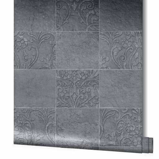 Novamur Hailey 82252 (6799-10) Natur Etno díszes csempeminta szürke árnyalatok ezüst antracit tapéta